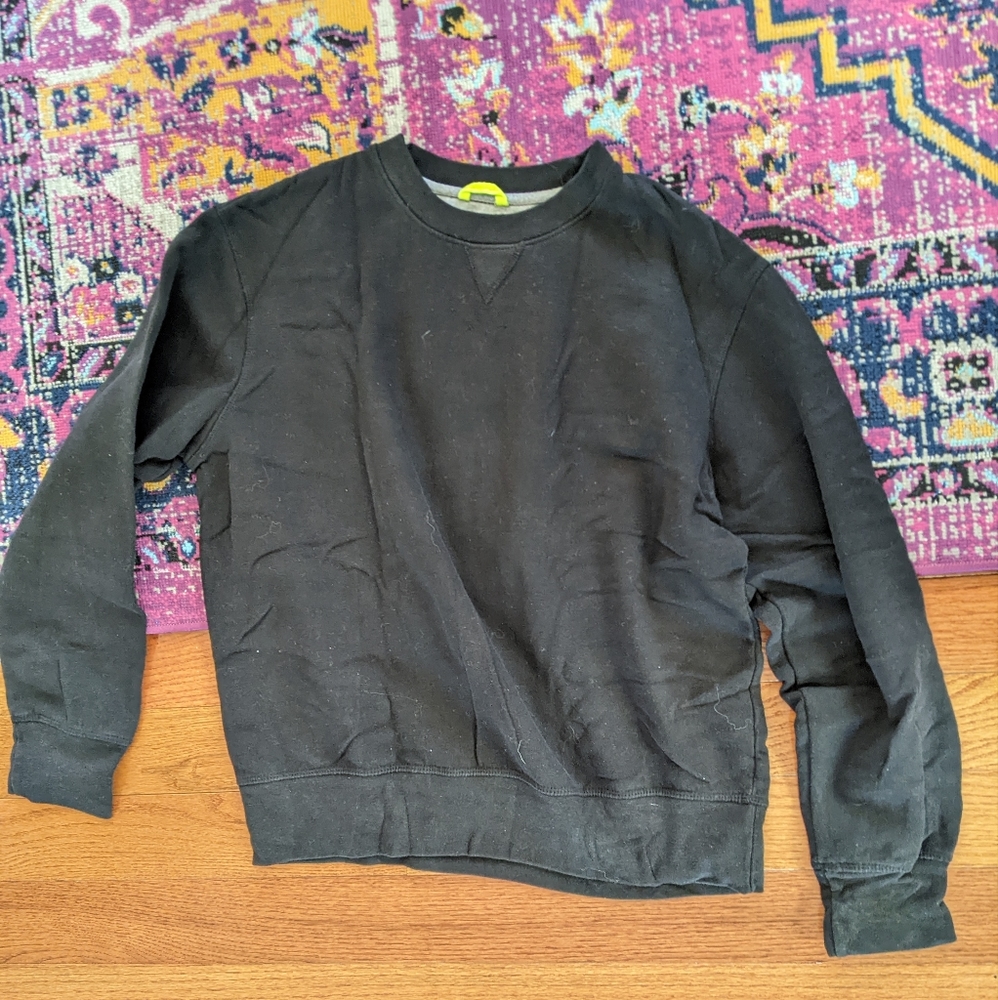 Mta Sport Black Gray Heather Long Sleeve Mid Weight Cotton Blend Sweatshirt L